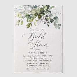 Grünpflanzen, Eukalyptus-Blätter, Boho, Brautparty Pergament Einladungen