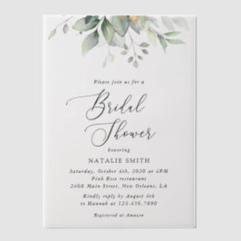 Grünpflanzen, Eukalyptus-Blätter, Boho, Brautparty Pergament Einladungen