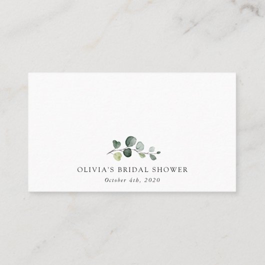 Grünpflanzen, Eukalyptus-Blätter, Boho, Brautparty Platzkarte (Rückseite)