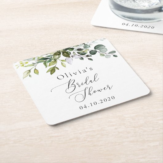 Grünpflanzen, Eukalyptus-Blätter, Boho, Brautparty Rechteckiger Pappuntersetzer (angewinkelt)