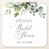 Grünpflanzen, Eukalyptus-Blätter, Boho, Brautparty Rechteckiger Pappuntersetzer (Vorderseite)