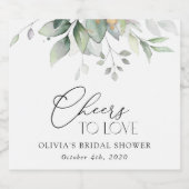 Grünpflanzen, Eukalyptus-Blätter, Boho, Brautparty Schaumweinetikett (Einzelnes Label)