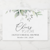 Grünpflanzen, Eukalyptus-Blätter, Boho, Brautparty Schaumweinetikett (Einzelnes Label)