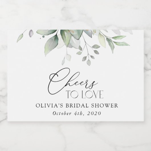 Grünpflanzen, Eukalyptus-Blätter, Boho, Brautparty Schaumweinetikett (Einzelnes Label)