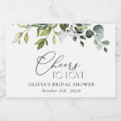 Grünpflanzen, Eukalyptus-Blätter, Boho, Brautparty Schaumweinetikett (Einzelnes Label)