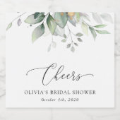 Grünpflanzen, Eukalyptus-Blätter, Boho, Brautparty Schaumweinetikett (Einzelnes Label)