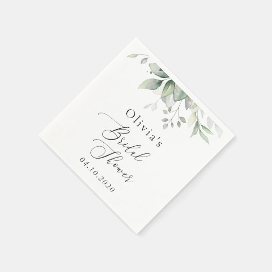 Grünpflanzen, Eukalyptus-Blätter, Boho, Brautparty Serviette (Ecke)