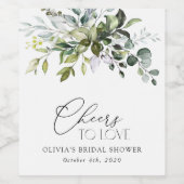 Grünpflanzen, Eukalyptus-Blätter, Boho, Brautparty Weinetikett (Einzelnes Label)