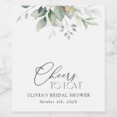 Grünpflanzen, Eukalyptus-Blätter, Boho, Brautparty Weinetikett (Einzelnes Label)