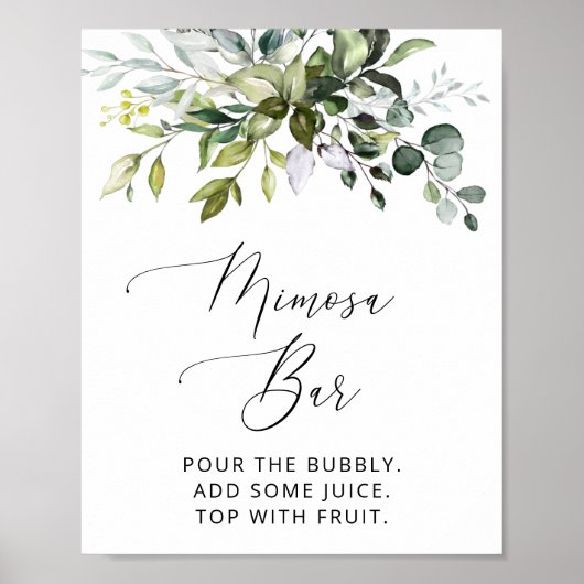 Grünpflanzen, Eukalyptus-Blätter, Boho, Mimosa Bar Poster (Vorne)
