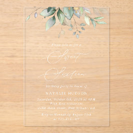 Grünpflanzen, Eukalyptus-Blätter, Boho, Süß 16 Acryleinladungen