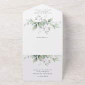 Grünpflanzen, Eukalyptus-Blätter, Boho, Süß 16 All In One Einladung (Außenbereich)