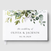 Grünpflanzen, Eukalyptus-Blätter, Botanische Hochz Gästebuch (Vorderseite)