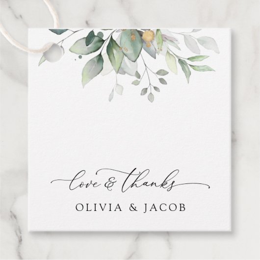 Grünpflanzen, Eukalyptus-Blätter, Botanische Hochz Geschenkanhänger (Vorderseite)