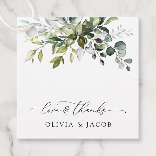 Grünpflanzen, Eukalyptus-Blätter, Botanische Hochz Geschenkanhänger (Vorderseite)