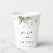 Grünpflanzen, Eukalyptus-Blätter, Botanische Hochz Pappbecher (Rückseite)