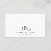 Grünpflanzen, Eukalyptus-Blätter, Botanische Hochz Platzkarte (Rückseite)