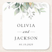 Grünpflanzen, Eukalyptus-Blätter, Botanische Hochz Rechteckiger Pappuntersetzer (Vorderseite)