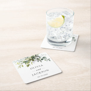 Grünpflanzen, Eukalyptus-Blätter, Botanische Hochz Rechteckiger Pappuntersetzer