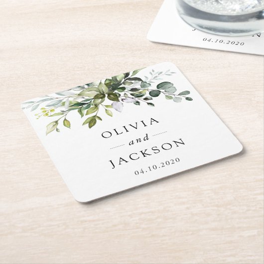 Grünpflanzen, Eukalyptus-Blätter, Botanische Hochz Rechteckiger Pappuntersetzer (angewinkelt)