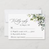 Grünpflanzen, Eukalyptus-Blätter, Botanische Hochz RSVP Karte (Vorderseite)