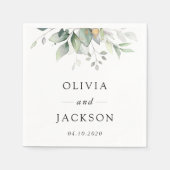 Grünpflanzen, Eukalyptus-Blätter, Botanische Hochz Serviette (Vorderseite)