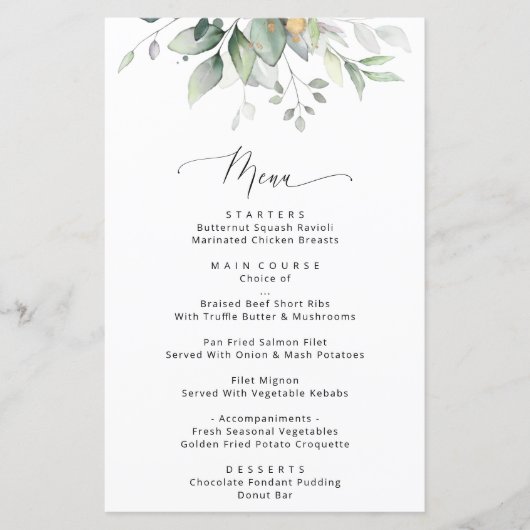 Grünpflanzen, Eukalyptus-Blätter, Brautparty (Vorderseite)