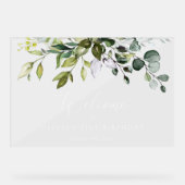 Grünpflanzen, Eukalyptus-Blätter, Geburtstag Willk Acrylschild (Vorderseite)