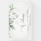 Grünpflanzen, Eukalyptus-Blätter, Geburtstag Willk Banner (Vertikal)