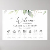 Grünpflanzen, Eukalyptus-Blätter, Hochzeitzeitstag Poster (Vorne)