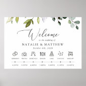 Grünpflanzen, Eukalyptus-Blätter, Hochzeitzeitstag Poster (Vorne)