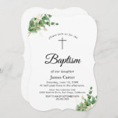 Grünpflanzen & Eukalyptus Taufe Einladung (Vorne/Hinten)