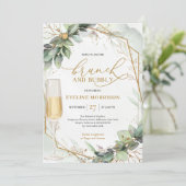 Grünpflanzen, Eukalyptus und Goldbrunch und Bläsch Einladung (Stehend Vorderseite)