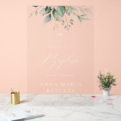 Grünpflanzen, Eukalyptusblätter, Boho, Taufe Willk Acrylschild (Hochzeit)