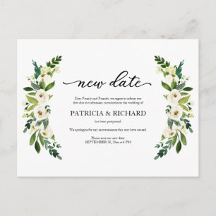 Grünpflanzen Floral Neues Datum Hochzeit Verschieb Postkarte