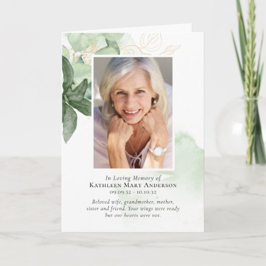 Grünpflanzen-Fotos Gedeckte Beerdigung Programm (Vorderseite)