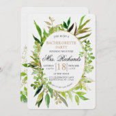 Grünpflanzen & Gold Leaf Junggeselinnen-Abschied E Einladung (Vorne/Hinten)