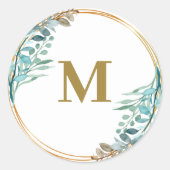 Grünpflanzen | Green Monogram Umschlag Aufkleber (Vorderseite)