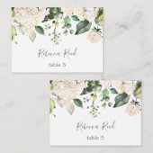 Grünpflanzen, Hydrangea-Creme und Rose Platzkarte Visitenkarte (Vorne/Hinten)
