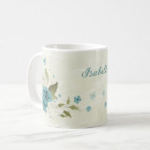Grünpflanzen in blauen Blume Kaffeetasse (Vorderseite Links)