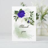 Grünpflanzen in königsblauen und weißen Blume Dankeskarte (Stehend Vorderseite)