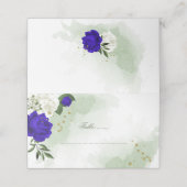 Grünpflanzen in königsblauen und weißen Blume Platzkarte (Außenseite Aufgefaltet)