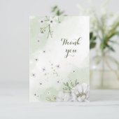 Grünpflanzen in weißen Blume Dankeskarte (Stehend Vorderseite)
