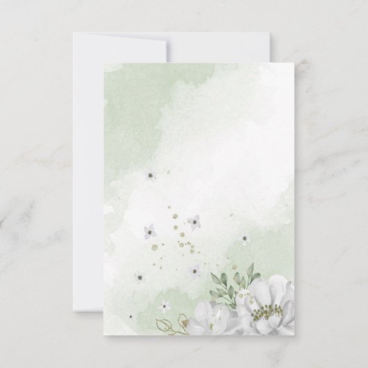 Grünpflanzen in weißen Blume Dankeskarte (Rückseite)