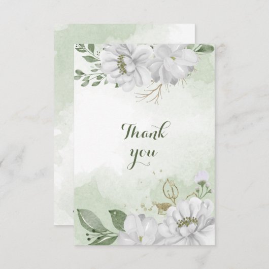 Grünpflanzen in weißen Blume Dankeskarte (Vorne/Hinten)