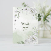 Grünpflanzen in weißen Blume Dankeskarte (Stehend Vorderseite)
