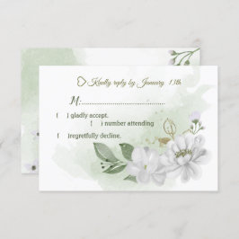Grünpflanzen in weißen Blume RSVP Karte
