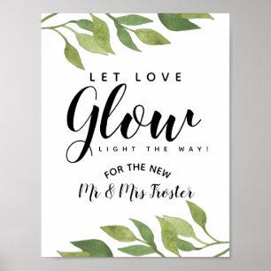 Grünpflanzen lassend Liebe Glühfeier Poster