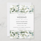 Grünpflanzen | Modern White Wedding Einladung (Vorderseite)