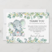 Grünpflanzen Niedlich Elephant Baby Duwer Gender N Dankeskarte (Vorderseite)